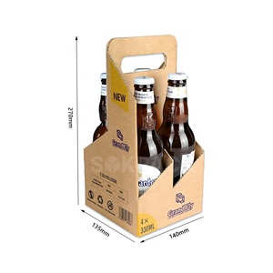 Kotak Kemasan Karton Bergelombang untuk Empat Botol Bir & Anggur Kustom dengan Pegangan Pembawa - Product Image 6