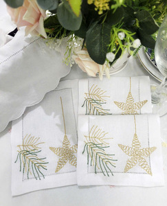 Wholesale Hand-embroidered Rectangle <b>Linen</b> Napkins for Home Hotel Wedding <b>Christmas</b> Modern - Product Image 6