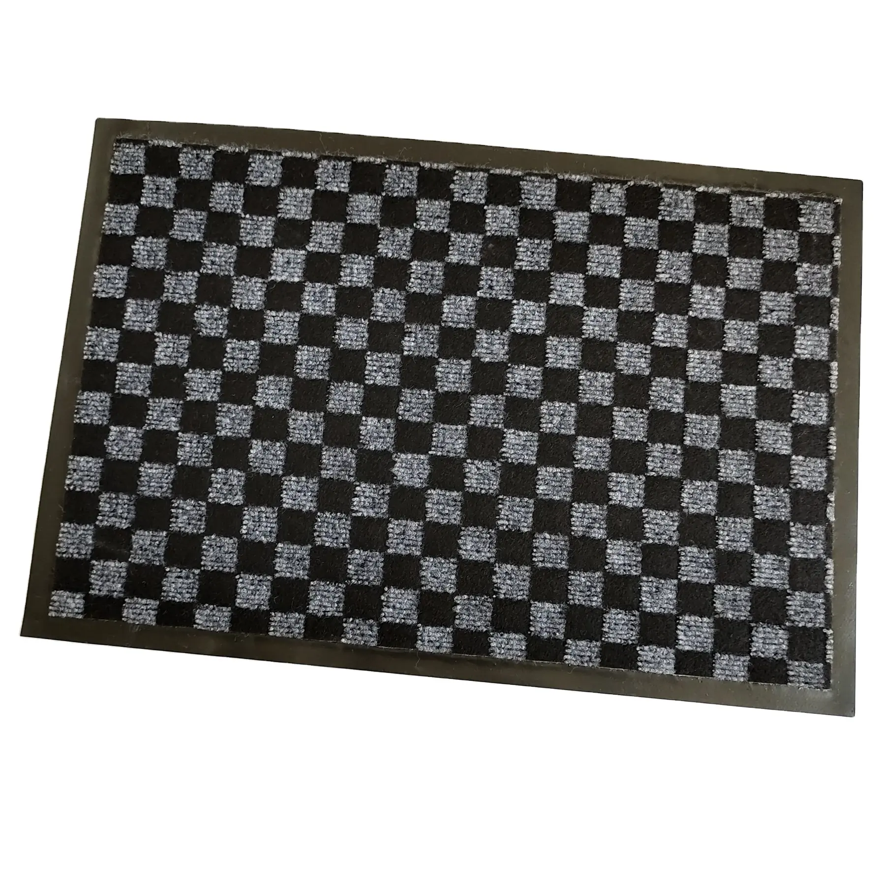 Chinese wholesale polyester non woven entrance welcome door mat simple pattern plaid door mat