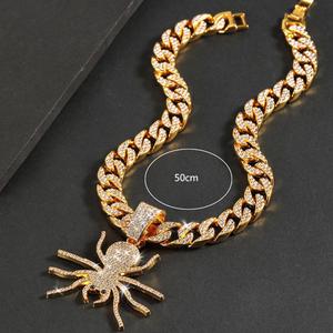 Mens Iced Out Cuban Link Chain Spider Pendant <b>Necklace</b> Gold Plated CZ Diamond Hip Hop Bling <b>Statement</b> Jewelry - Product Image 4