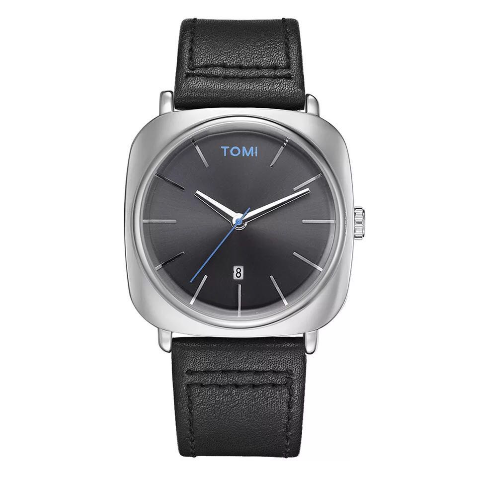 tomi☆ TOMI Business Quartz Watch, 42mm Alloy Case, Leather Band, Day