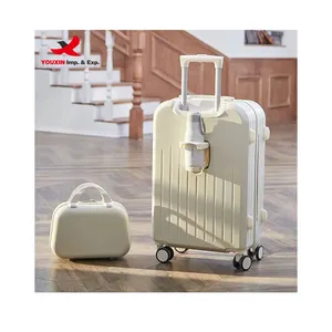 Chất lượng cao du lịch hộp màu rắn PC ABS trolly Túi hành lý Set với cup chủ