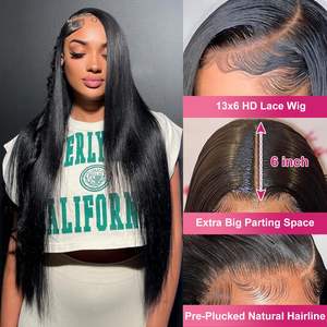 Wig Rambut Asli 13x6 HD Lace Frontal Tanpa Lem, Wig Lace Front Pre Plucked dengan Kutikula Tersusun Rapi untuk Wanita Kulit Hitam - Product Image 4