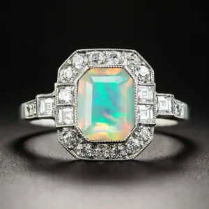 925 Sterling Zilver Mooie Natuurlijke Ethiopische Opal Engagement Ring Bestelling Online Nu Op Wholesale-prijs Van Fabrikant