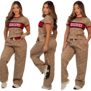European American Women's Micro Wide-Leg Two-Piece Set New Fashion Casual Double-Sided Summer <b>Trousers</b> Embroidered - Product Image 3
