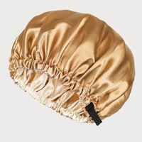 Anpassbare Satin-Seiden-Schlafhaube mit Logo, Verstellbare Doppellagige Nachthaube für Frauen, Haarpflege-Kappe mit Stirnband