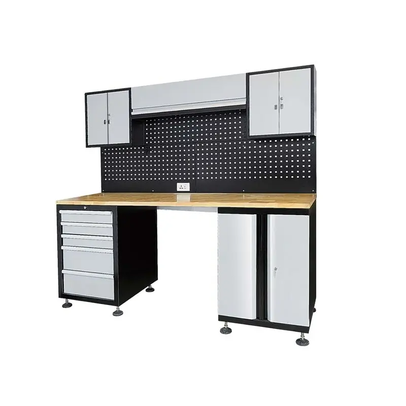 Регулируемый Рабочий стол для гаража, высокопрочный стальной шкаф для инструментов, металлическая картонная коробка, коричневый, серебристый, 25 дней 5 лет