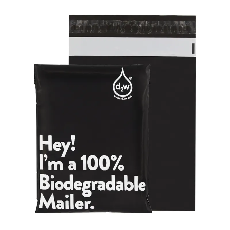 Grosir Ramah Lingkungan Logo Kustom Cetak Surat 100% Tas Mailer Biodegradable Hitam Pengiriman Amplop