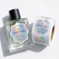 Mat Gümüş PET Baskılı Özel 50ml 10ml Şişeler Hologram Parfüm Etiketleri Holografik Etiketler