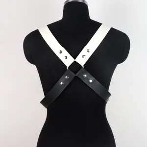 Fabrik preis Mode aus sexy Leder Bondage Gürtel für Männer, schwarze und weiße Schulter riemen, Gürtel für Männer