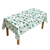 Nappe rectangulaire jetable imperméable en PEVA à motif floral blanc et vert foncé, 90 x 132 pouces, pour fête de jardin