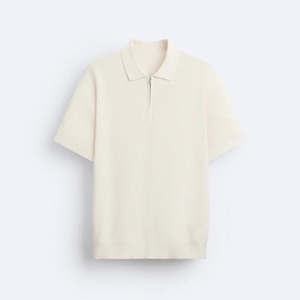 Camisa de Punto para Hombre, Alta Calidad, 100% Algodón, Cuello Polo, Diseño de Manga Corta, Suéter con Media Cremallera 1/4 - Product Image 6