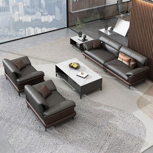 طقم كنب مكتبي من الجلد العصري الفاخر، أثاث تجاري للمكتب المنزلي وغرفة النوم، تصميم كنبة زاوية أنيق - Product Image 2