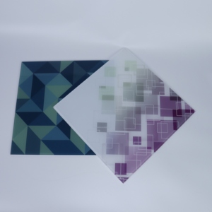 Verre décoratif imprimé à motifs géométriques personnalisés, verre trempé pour cloisons de bâtiments, hôtels et design d'intérieur commercial - Product Image 2