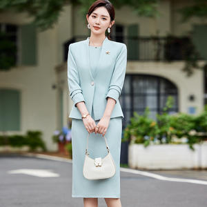 Elegante Büro uniform für Frauen Sexy Damen Mantel Hosen anzüge mit V-Ausschnitt Einreiher Verschluss Option Büro anzüge Frau - Product Image 1