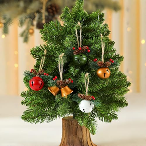 Clochettes de Noël rouges en métal, décorations de style campagnard pour sapin de Noël et couronne, avec décorations en pin - Product Image 5