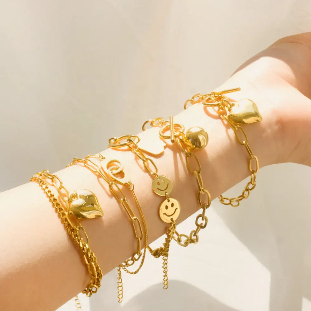 2022 Hot Selling Jewelry Ot Buckle Lobster Clasp Acier Inoxidable Bracelet Jewelry 18k Gold Plated Charm Bracelet For Women Girl