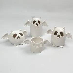 Halloween Bat Shape Ceramic Tealight Holder, Candle wax holder, Custom accept