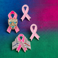 Broches en métal plaqué or à motif animal pour la sensibilisation au cancer du sein, rubans de l'espoir, broches de survivants, badge rose de charité pour le mois de la survie