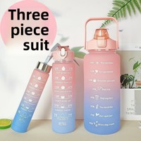 Bouteille d'eau sportive d'été incassable en PC avec paille, grande capacité 2000 ml, pour fitness et activités de plein air