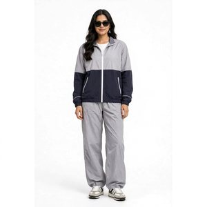 ONETEN APPARELS Ensemble de survêtement 2-en-1 écologique pour femme, veste zippée à col montant et pantalon - Product Image 1