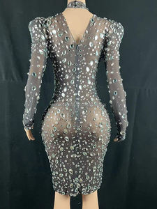 NOVANCE Y2201-B Nouvelles technologies <span class=keywords><strong>Vêtements</strong></span> Femmes Robe noire transparente étincelante <span class=keywords><strong>de</strong></span> diamants Robe <span class=keywords><strong>de</strong></span> <span class=keywords><strong>mère</strong></span> <span class=keywords><strong>de</strong></span> <span class=keywords><strong>la</strong></span> <span class=keywords><strong>mariée</strong></span> Cérémonie Fête - Product Image 6