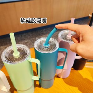 Stainless Steel Straw Cup 32oz Insulated Portable <b>Mug</b> <b>Large</b> Capacity Coffee Travel Tumbler - Product Image 3