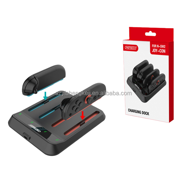 Factory 4-in-1 Wireless Charging Stand Dock ABS Plastic Left Right Joypad Charging Base with LED Indicator for NS2 Switch Joycon