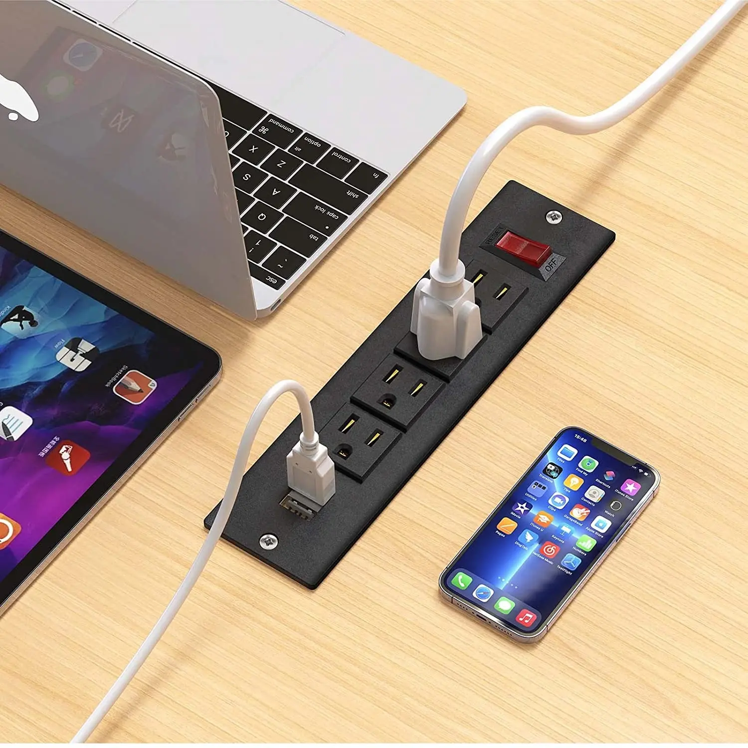 Cabinet Insert Power Socket Desktop Power Grommet with4 US outlet1 switch 2 usb ports/Conference Recessed Power Strip