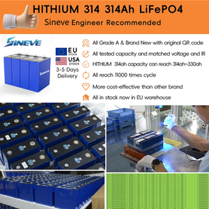 เซลล์แบตเตอรี่ Sineve Hithium 3.2V 314Ah 300Ah สำหรับรถยนต์ไฟฟ้าและระบบกักเก็บพลังงานแสงอาทิตย์ พร้อมอายุการใช้งาน 12000 รอบ - Product Image 2
