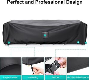 Capa para Móveis de Pátio em Rattan, Retangular, Resistente à Água, 600D, para Conjunto de Sofá Seccional Externo - Product Image 6