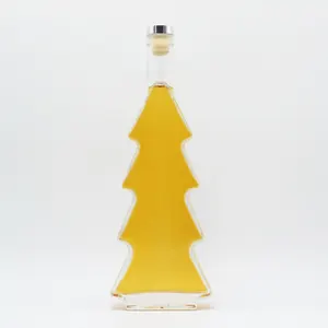 Groothandel 500Ml 700Ml 750Ml Custom Kerstboom Vorm Alcoholische Brandy Likeur Gin Glas Whisky Fles