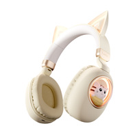 Casque audio sans fil stéréo MS-B5 avec oreilles de chat mignonnes, cadeau pour fille, casque de jeu pliable pour enfants avec éclairage RGB
