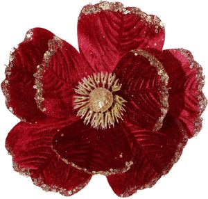 <b>Tree</b> Wreath Garland Wedding Party DIY <b>Christmas</b> Glitter Poinsettia Flowers Artificial Cloth Decoration 18CM Matel <b>Base</b> - Product Image 1