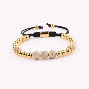 Braccialetto dell'Amicizia Regolabile da <span class=keywords><strong>Uomo</strong></span> in Macramè con Perline in Acciaio Inossidabile e Charm a Sfera CZ, Nuovo Design - Product Image 5