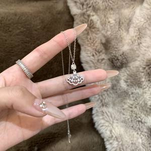 Collier en argent pur S925 avec perles en dentelle, cadeau haut de gamme pour meilleure amie et petite amie, chaîne de clavicule superposée, produit de niche - Product Image 4