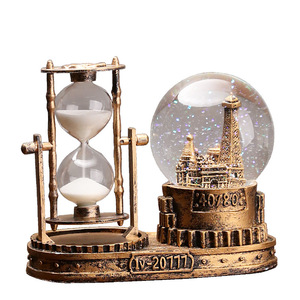 Eiffel Tower Crystal Ball Hourglass Desk Ornament Lighted Birthday Gift Resin <b>Decorative</b> Item Single Piece Package - Product Image 5