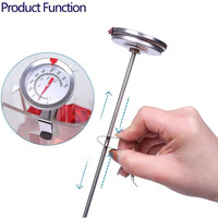 Thermomètre de friture à lecture instantanée, thermomètre à cadran, thermomètre de cuisson de viande avec tige en acier inoxydable de 12 pouces, idéal pour la dinde, le barbecue