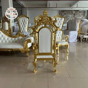 Satılık lüks ucuz otel düğün taht sandalye beyaz kraliçe kral altın taç taht Silla Del Trono sandalyeler - Product Image 5