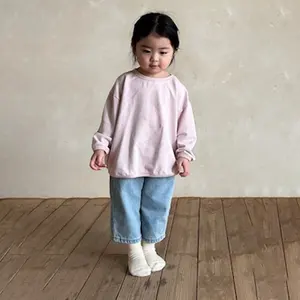 Детский однотонный пуловер с длинным рукавом