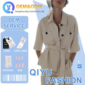 2026 QY OEM Personalizzato All'ingrosso Design Casual Moda Abbigliamento Esterno Sottile Trench Cotone <span class=keywords><strong>Lino</strong></span> Giacca Estiva da Donna - Product Image 1