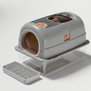 Caja de arena para gatos de acero inoxidable completamente cerrada, diseño antisalpicaduras de lados altos, inodoro para gatos de interior con pala grande de regalo - Product Image 6