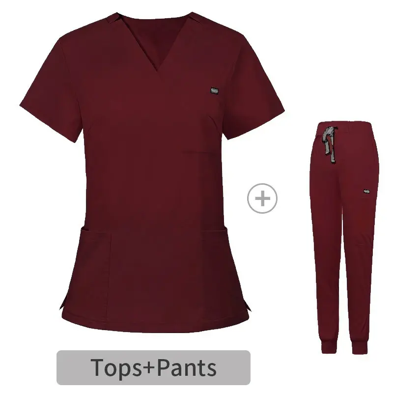 High Quality Hospital Scrubs Uniforms Sets Polyester Rayon Spandex Women Scrub Sets Uniforms Nursing Medical Scrubs