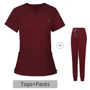 Hochwertige Krankenhaus-Pulover-Uniformen Sets Polyester-Rayon Elasthan Damen-Pulver-Sets Uniformen Krankenschwester Medizinische Pullover