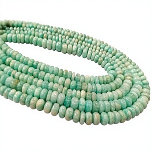 Perles d'Amazonite naturelle, rondes, lisses, de 5 à 8 mm, vendues par brin de 8 pouces de long - Product Image 1