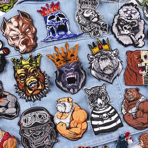 Großhandel wilde/muskulöse Tierkleber Patch Punk Eisen auf Patches für Kleidung Applikation hochwertig