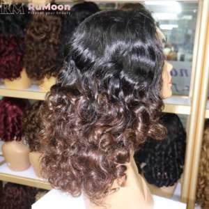 Parrucche con Ricci Fumi a Doppia Trama, Capelli Umani con Chiusura Frontale in Pizzo, Capelli Vergini Vietnamiti di Lusso, Lunghezza Media, Offerte del Black Friday - Product Image 4