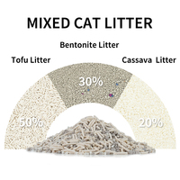 Litière pour chat en gros 3-en-1 à base de manioc, tofu et bentonite, forte absorption, sans poussière, 5L 10L, OEM disponible