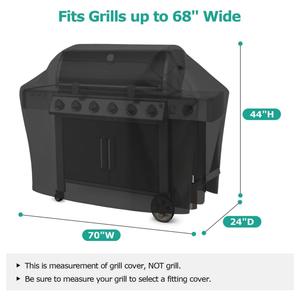 Funda para Parrilla ZJ-HWZ001, Negra, de Poliéster, Impermeable, para Protección de Barbacoas en Exteriores, para Todas las Estaciones, para Cocinar y Hornear - Product Image 2