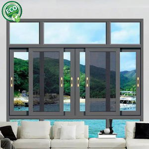 Fenêtre coulissante contemporaine en alliage d'aluminium avec moustiquaire en fibre de verre pour salon, protection anti-insectes et anti-UV - Product Image 1